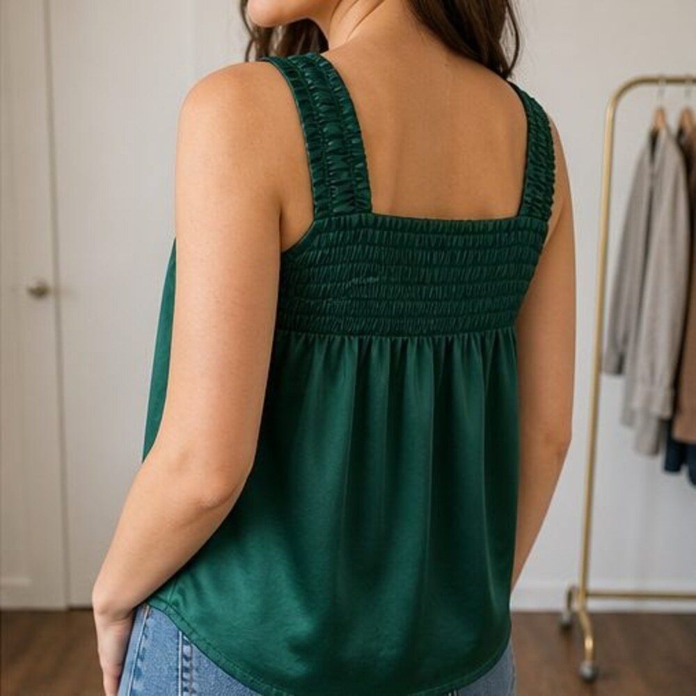 Emerald Smocked Top - Picture 3 of 6